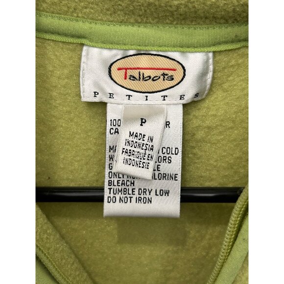 Talbots Petite Womens Light Green Fleece Jacket Full Zip SZ Petite - Picture 5 of 8